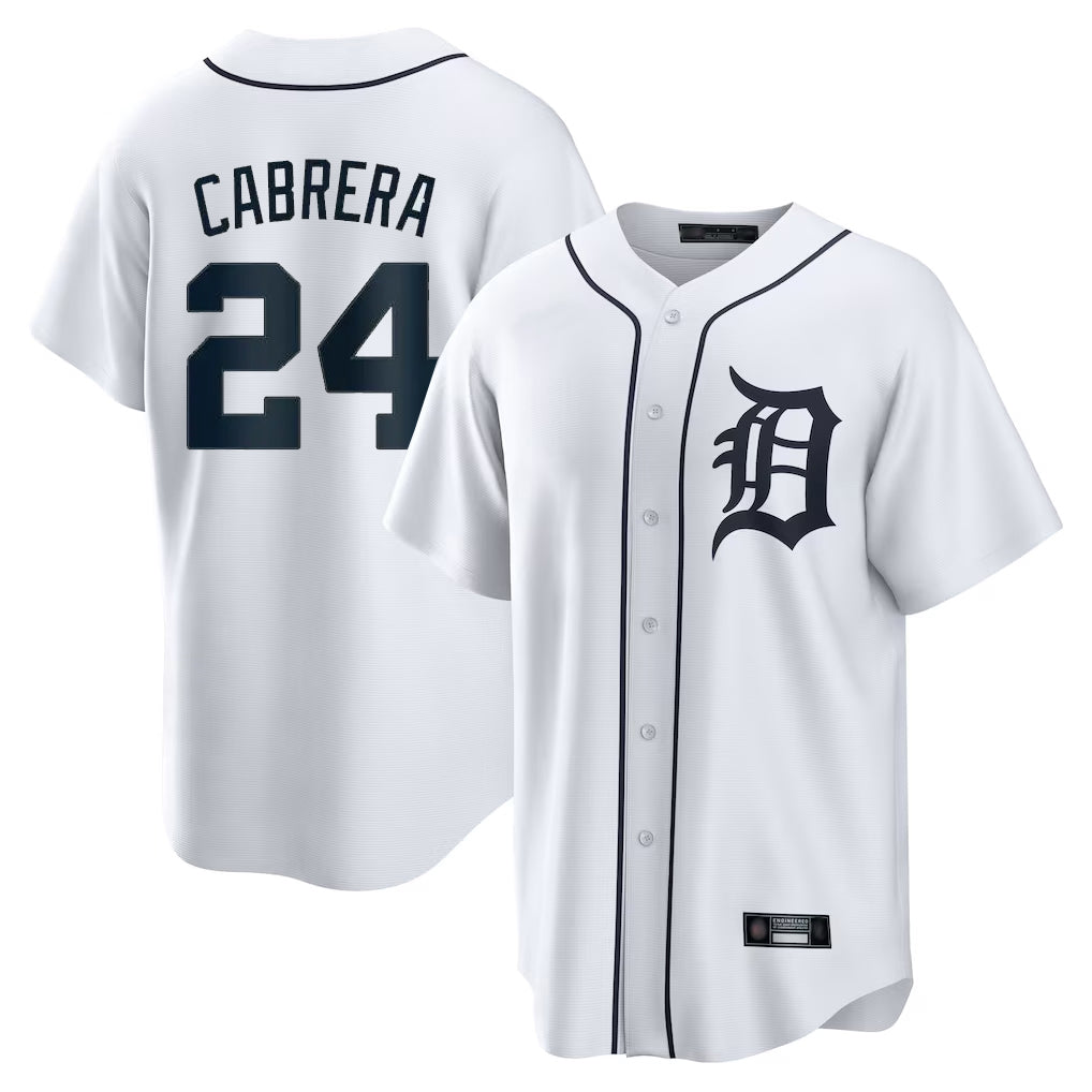 Detroit Tigers #24 Miguel Cabrera Player White Tomch Home Game Stitched Jerseys