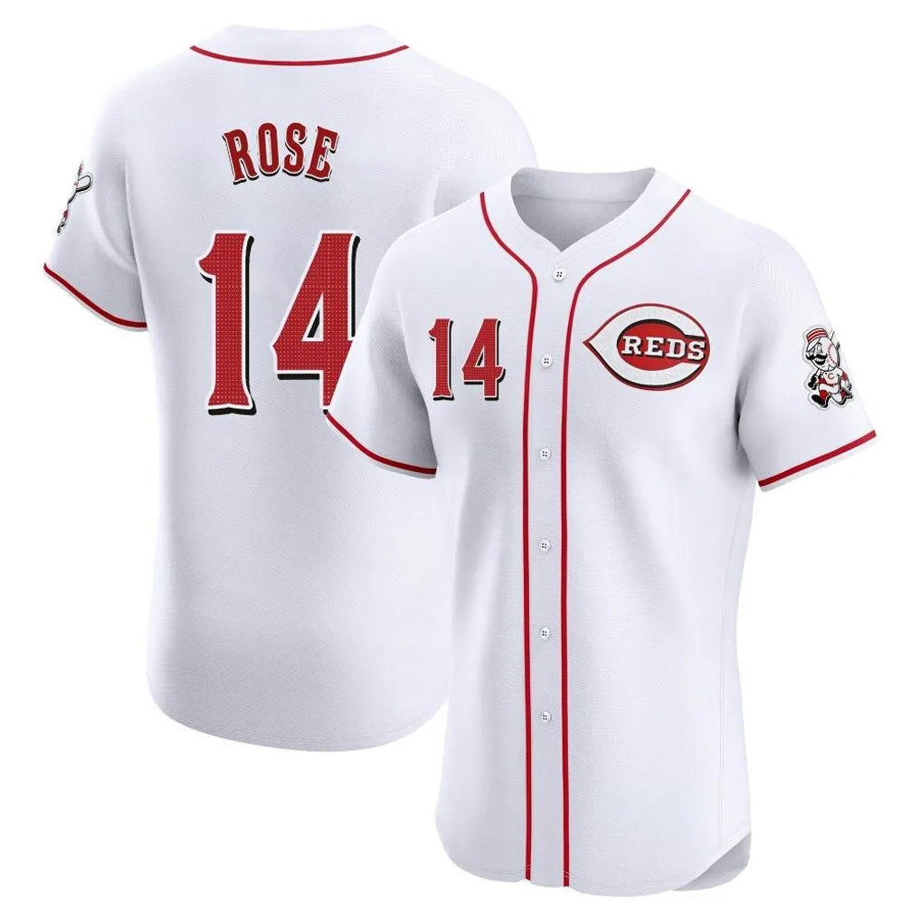 Cincinnati Reds #14 Pete Rose Player White Tomch Limited Elite Home Stitched Jerseys