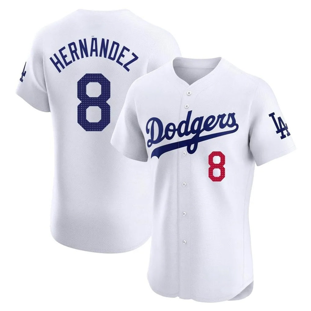 Los Angeles Dodgers #8 Enrique Hern¨¢ndez Player White Tomch Limited Elite Home Stitched Jerseys