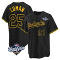 Los Angeles Dodgers #25 Tommy Edman Player Black Tomch World Series Snake Skin City Game Home Stitched Jerseys