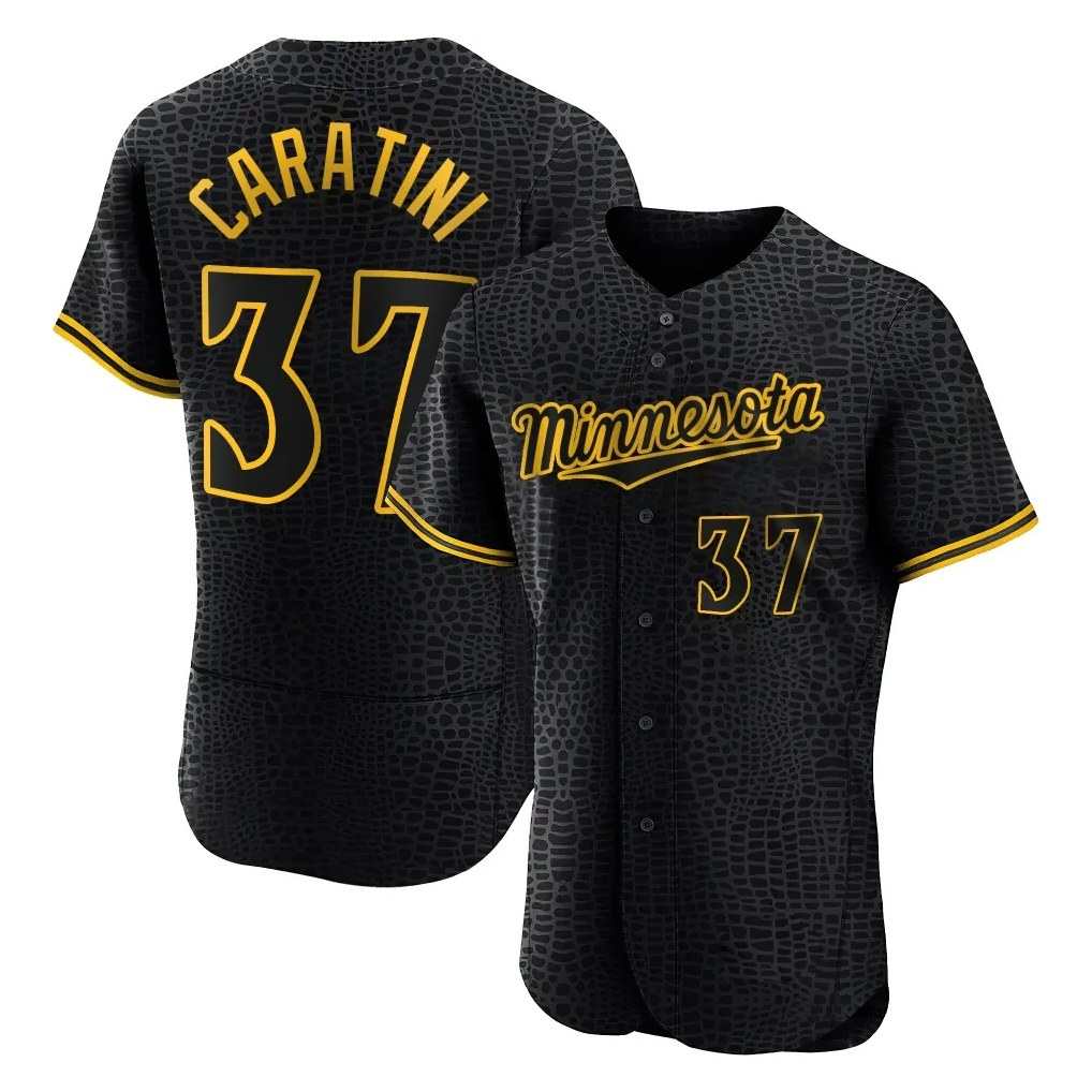 Minnesota Twins #37 Victor Caratini Player Black TomchSnake Skin City Home Limited Elite Stitched Jerseys