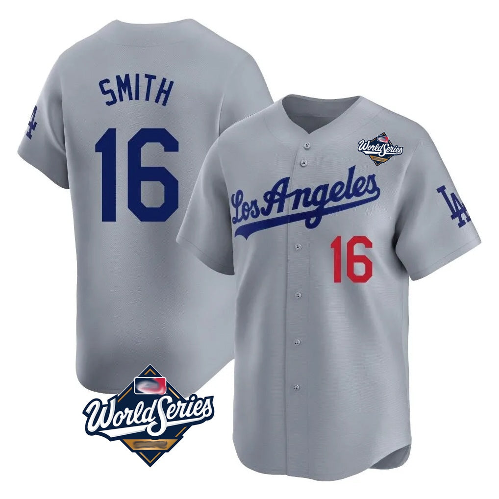 Los Angeles Dodgers #16 Will Smith Player Gray Tomch World Series Limited Home Stitched Jerseys