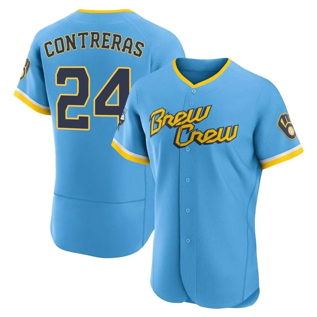 Milwaukee Brewers #24 William Contreras Player Light Blue Tomch City Connect Home Limited Elite Stitched Jerseys