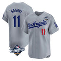 Los Angeles Dodgers #11 Roki Sasaki Player Gray Tomch World Series Limited Home Stitched Jerseys
