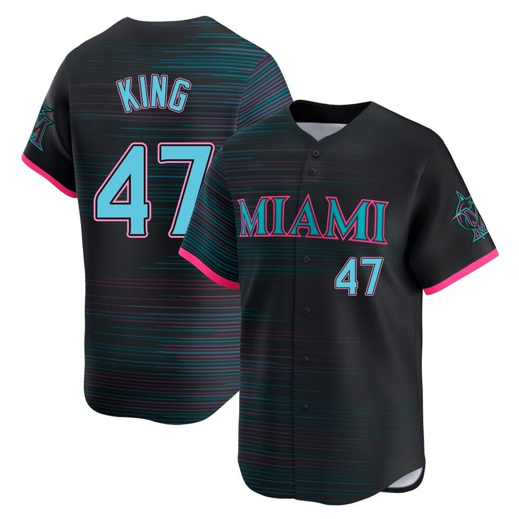 Miami Marlins #47 John King Player Black Tomch City Connect Home Limited Stitched Jerseys