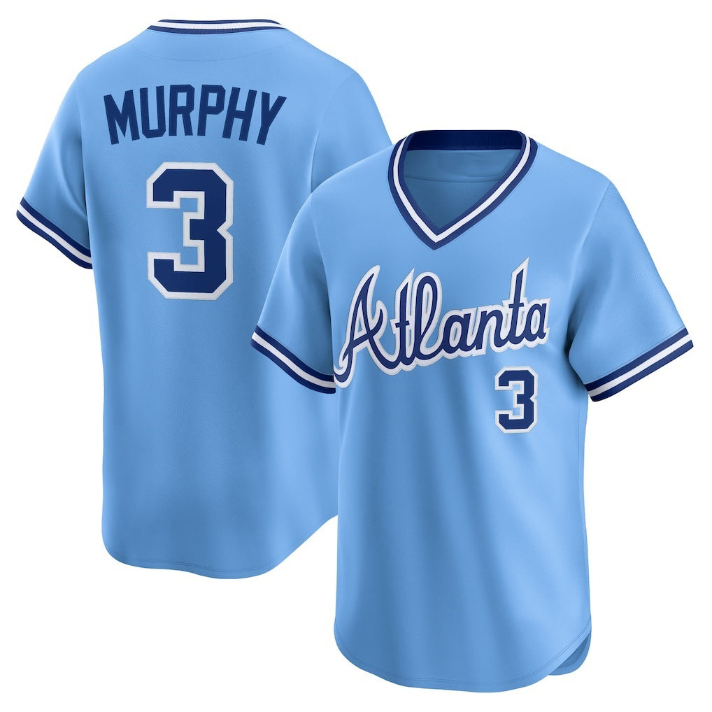 Atlanta Braves #3 Dale Murphy Light Blue Tomch Throwback Cooperstown Collection Limited Jersey