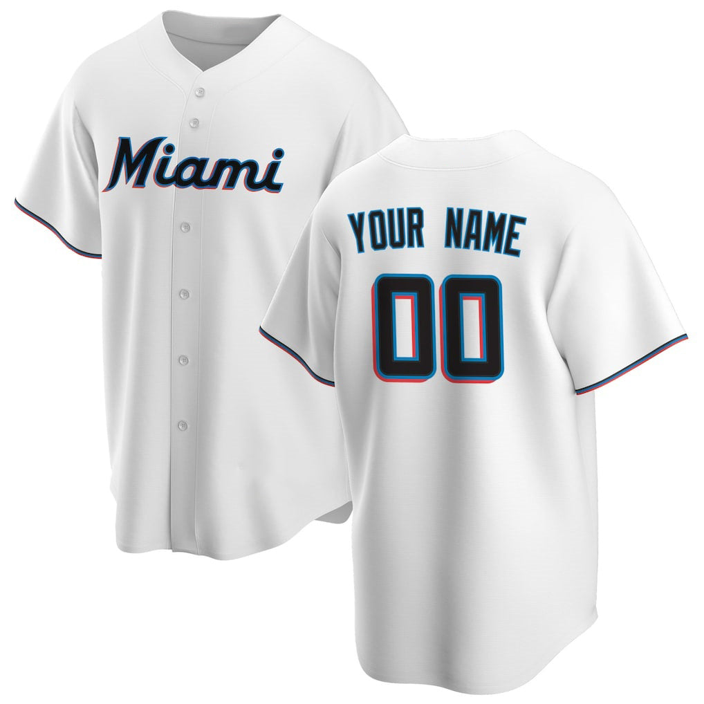 Custom Miami Marlins White Tomch Home Replica Jersey