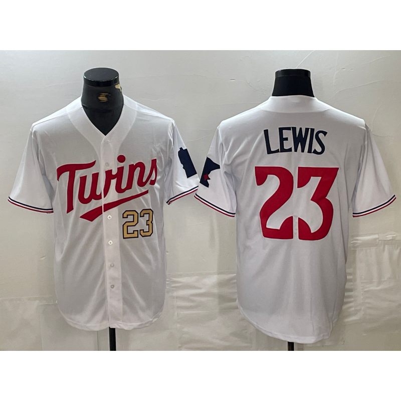 Minnesota Twins #23 Royce Lewis Number White Tomch Stitched Cool Base Jerseys