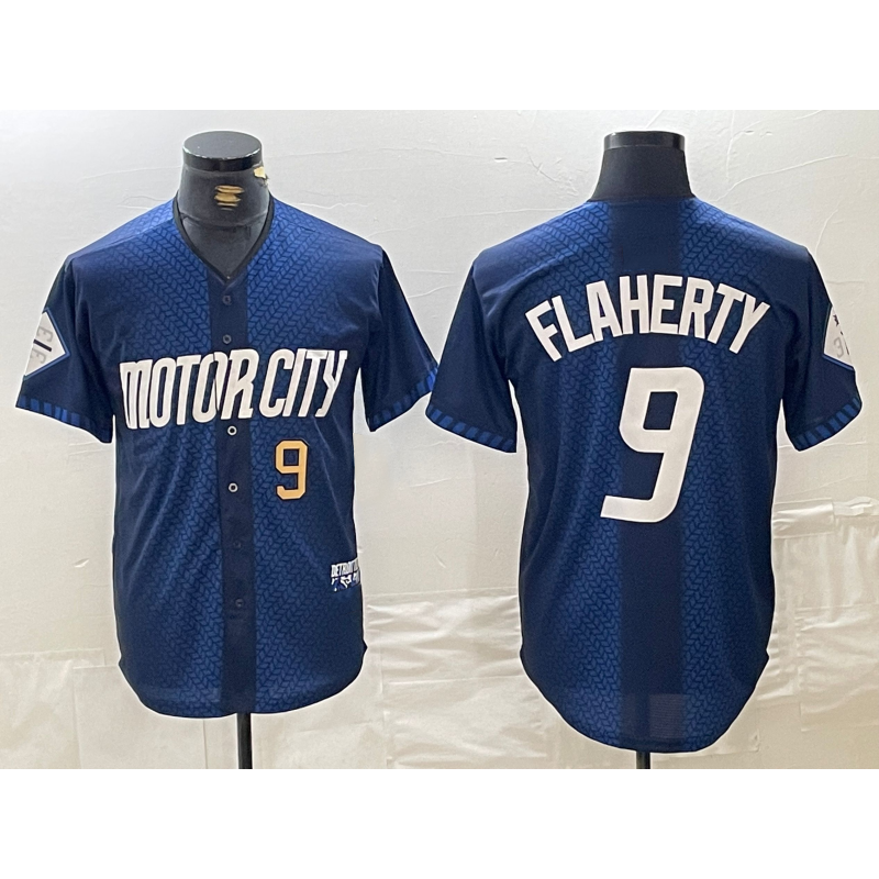Detroit Tigers #9 Jack Flaherty Number 2024 Navy Tomch City Connect Cool Base Limited Stitched Jersey 2