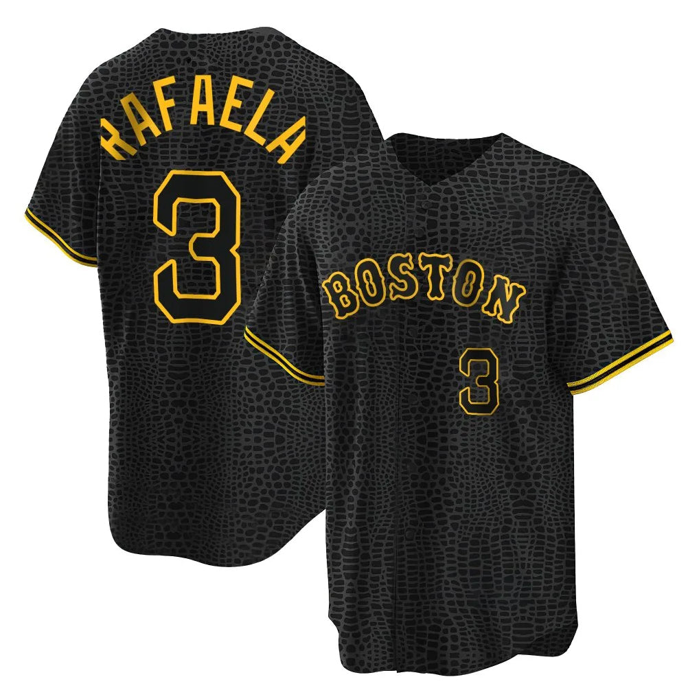 Boston Red Sox #3 Ceddanne Rafaela Player Black Tomch Snake Skin City Home Game Stitched Jerseys