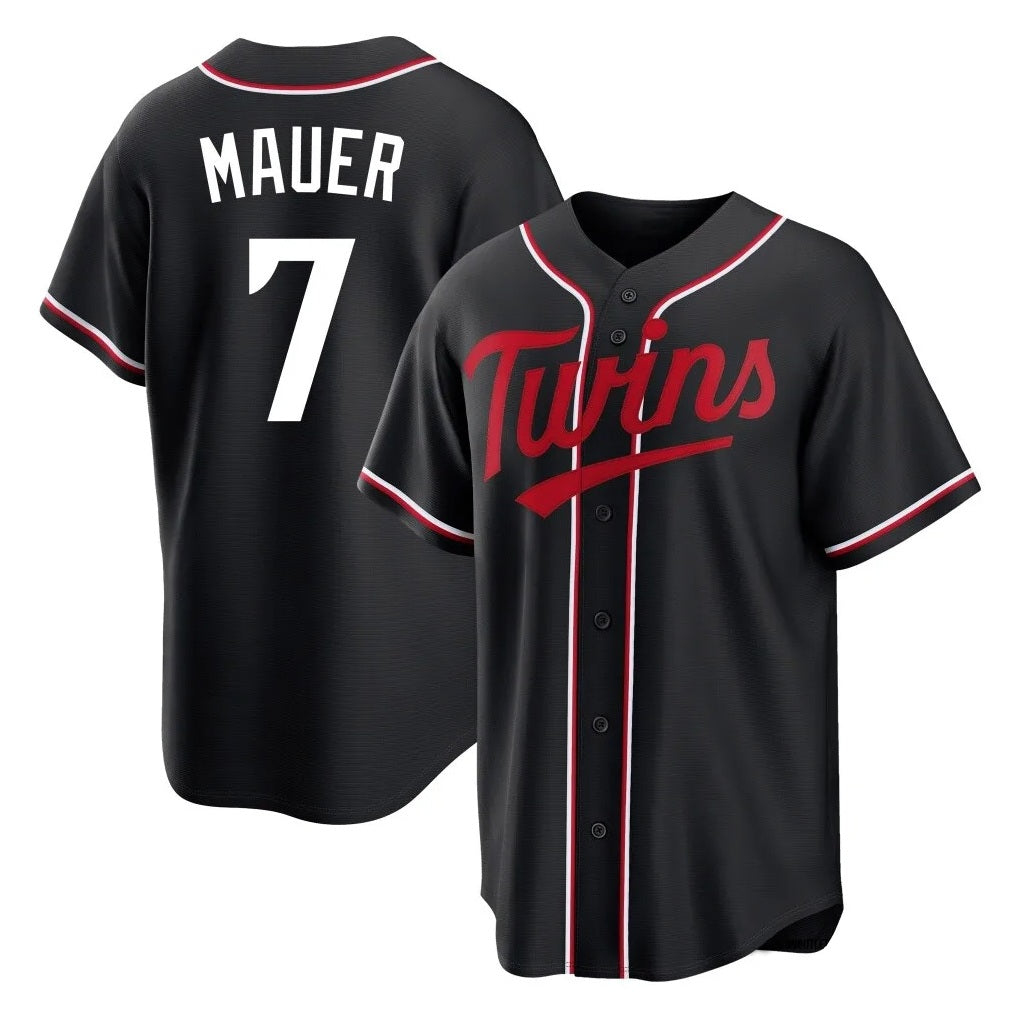 Minnesota Twins #7 Joe Mauer Player Black TomchFashion Out Home Limited Stitched Jerseys