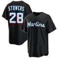 Miami Marlins #28 Kyle Stowers Black Tomch Cool Base Stitched Jersey
