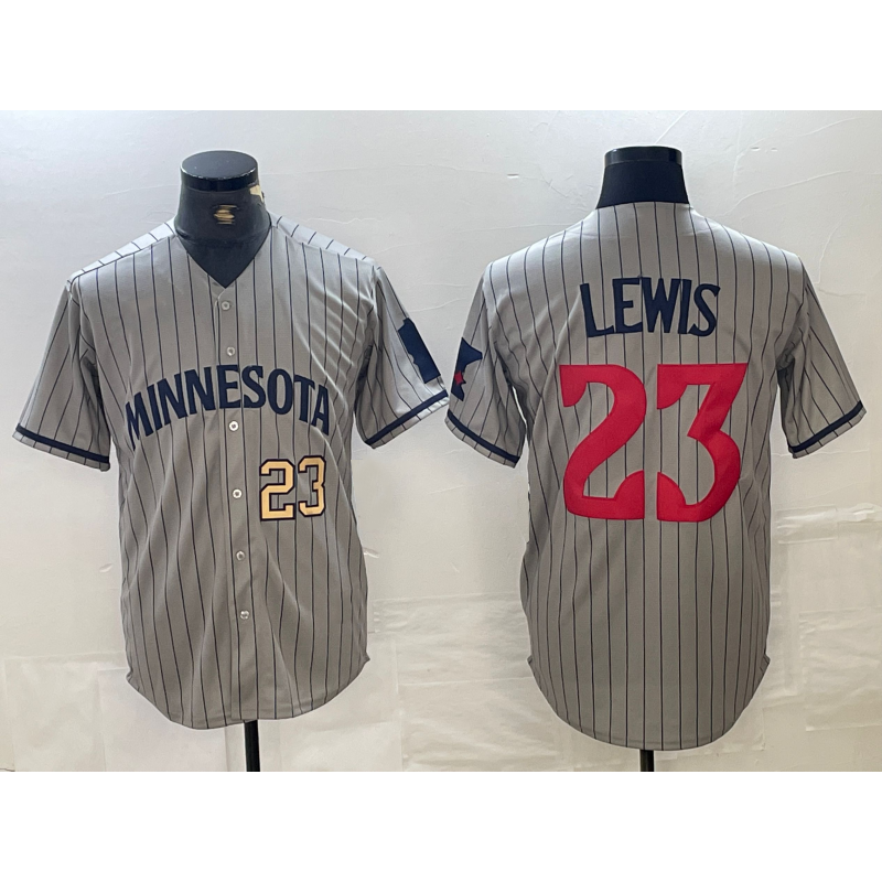 Minnesota Twins #23 Royce Lewis Number 2023 Grey Tomch Home Team Cool Base Stitched Jersey 2