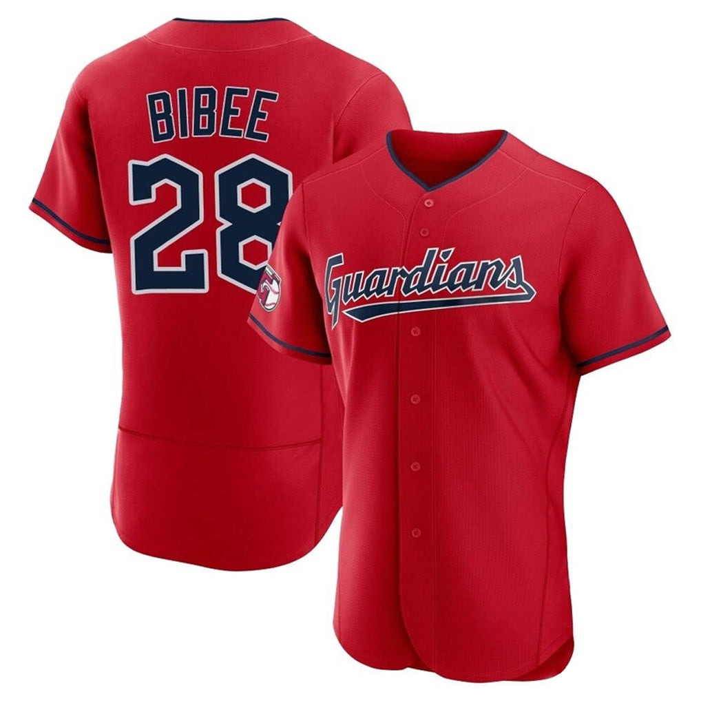 Cleveland Guardians #28 Tanner Bibee Player Red Tomch Limited Elite Home Stitched Jerseys