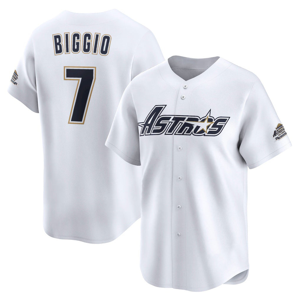 Houston Astros #7 Craig Biggio White Tomch Throwback Cooperstown Collection Limited Jersey