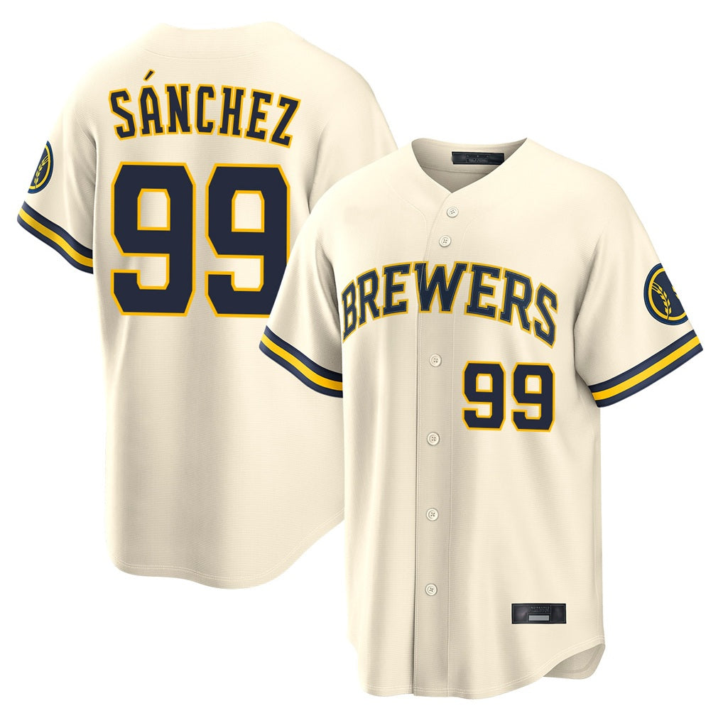 Milwaukee Brewers #99 Gary Sanchez Player Cream Tomch Home Limited Stitched Jerseys