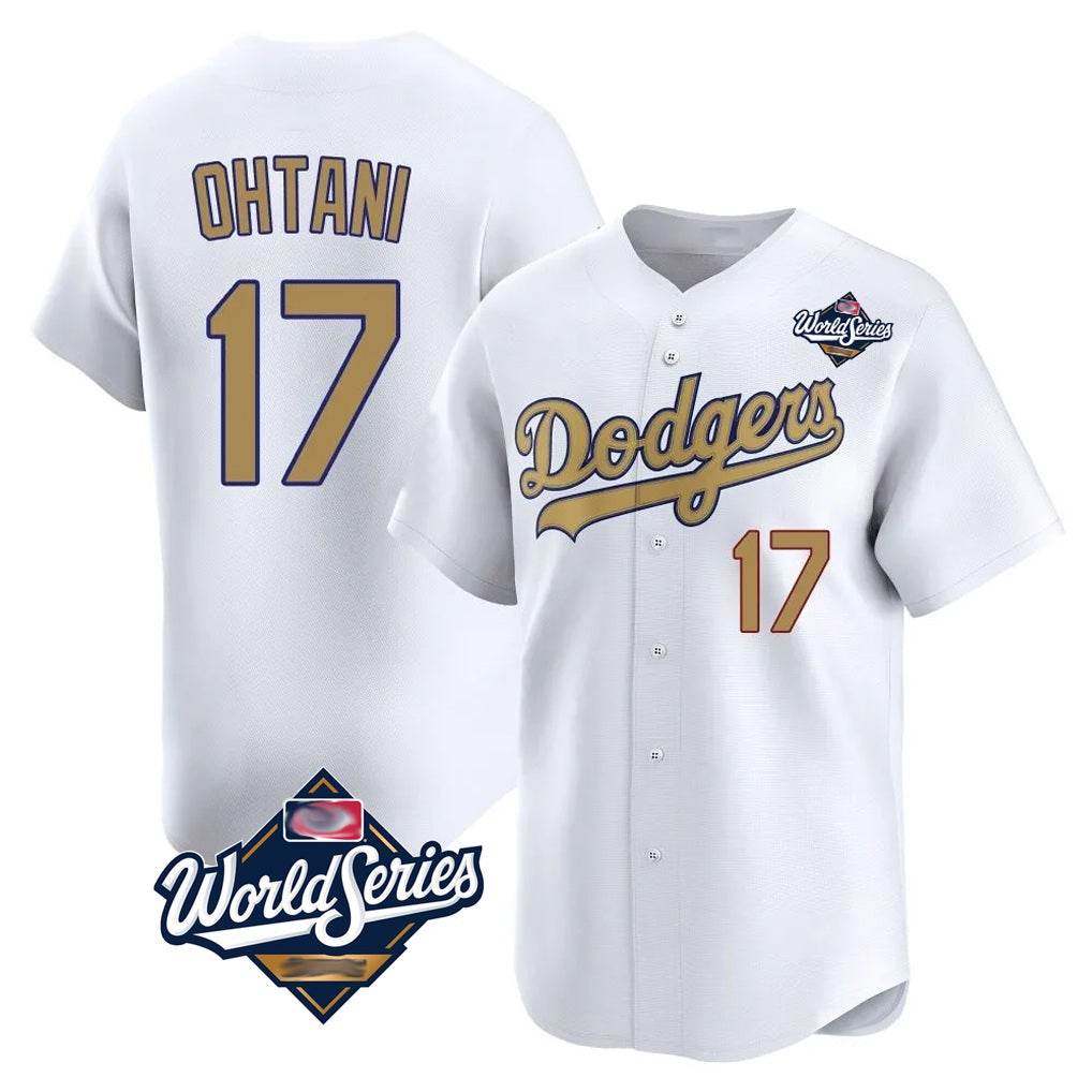 Los Angeles Dodgers #17 Shohei Ohtani Player White Gold Tomch World Series Collection Limited Home Stitched Jerseys