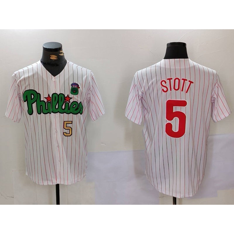 Philadelphia Phillies #5 Bryson Stott White Green Tomch Cool Base Stitched Jerseys