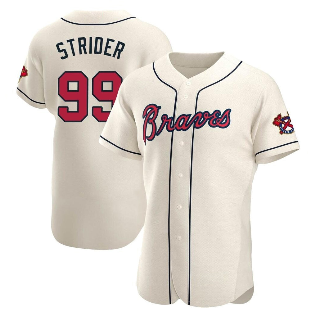 Atlanta Braves #99 Spencer Strider Player Cream Tomch Limited Elite Home Game Stitched Jerseys