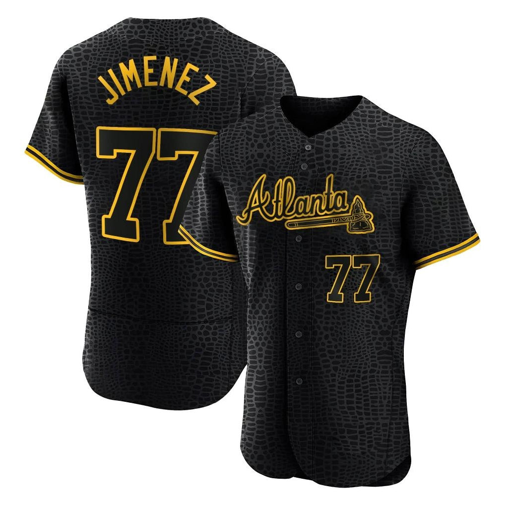 Atlanta Braves #77 Joe Jimenez Player Black Tomch Snake Skin City Limited Elite Home Game Stitched Jerseys