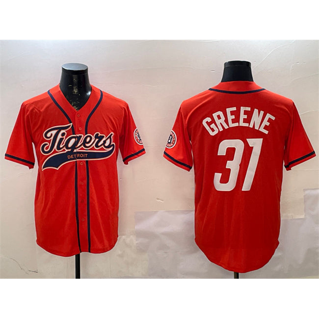 Detroit Tigers #31 Riley Greene Orange Thaam With Patch Cool Base Stitched Jersey 2