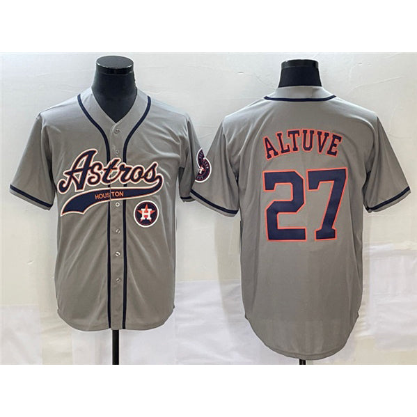 Houston Astros #27 Jose Altuve Gray Thaam With Patch Cool Base Stitched Jersey
