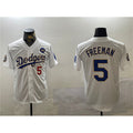 Los Angeles Dodgers #5 Freddie Freeman White Gold Thaam 2024 World Series With No. 34 Patch Home Limited Stitched Jersey
