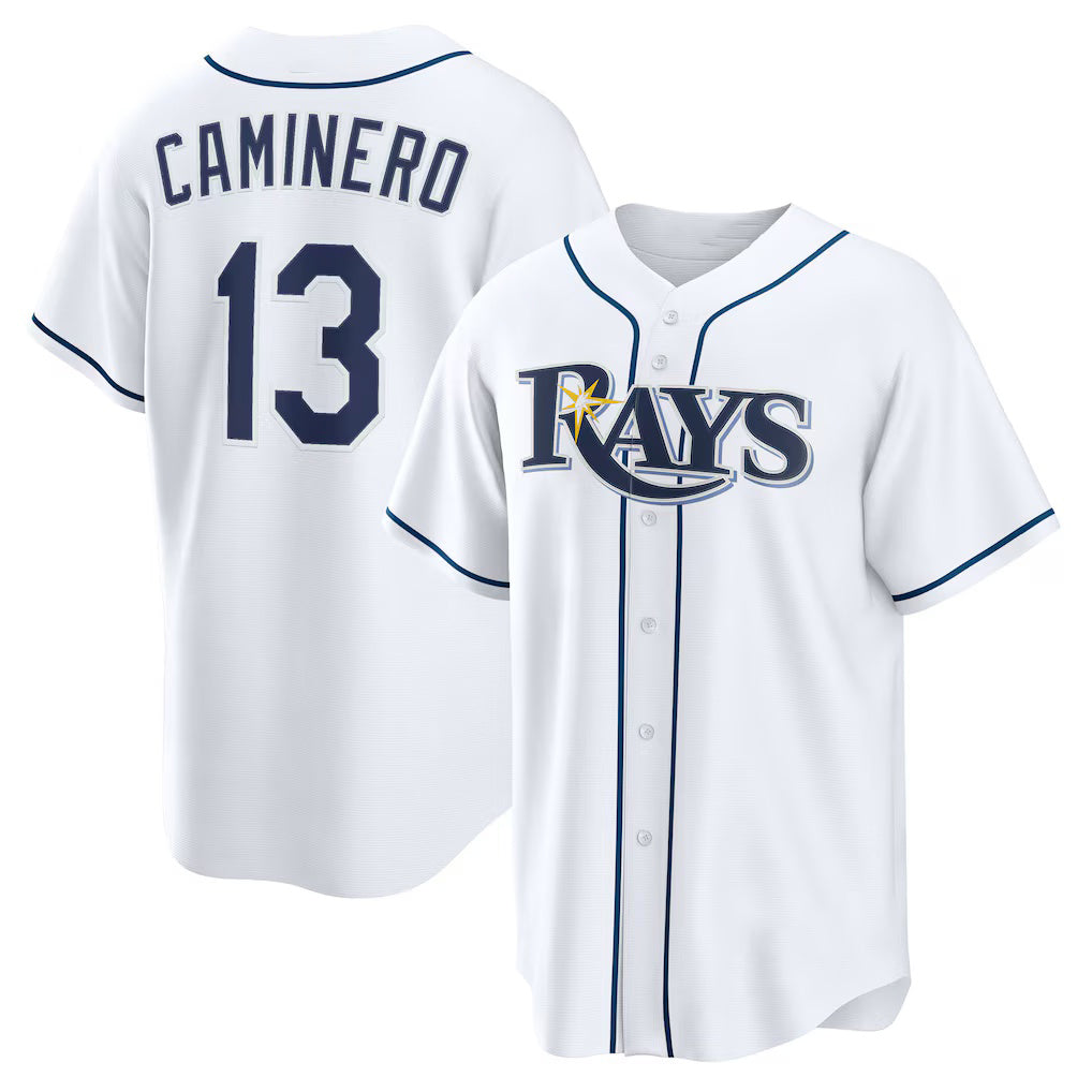 Tampa Bay Rays #13 Junior Caminero White Tomch Home Replica Jersey