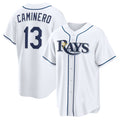 Tampa Bay Rays #13 Junior Caminero White Tomch Home Replica Jersey