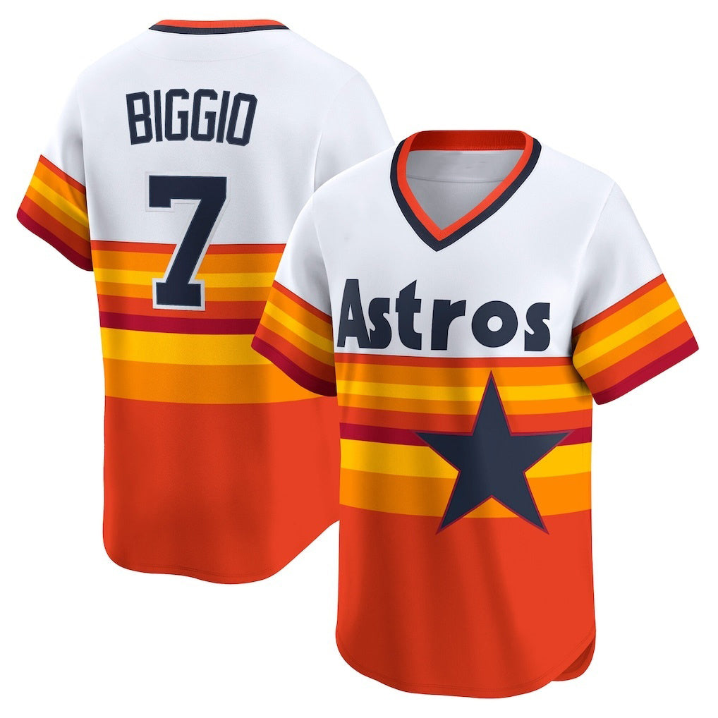 Houston Astros #7 Craig Biggio White Tomch Throwback Cooperstown Collection Limited Player Jersey