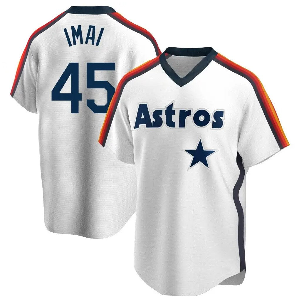 Houston Astros #45 Tatsuya Imai Player White Tomch Cooperstown Collection T-shirt Stitched Jerseys