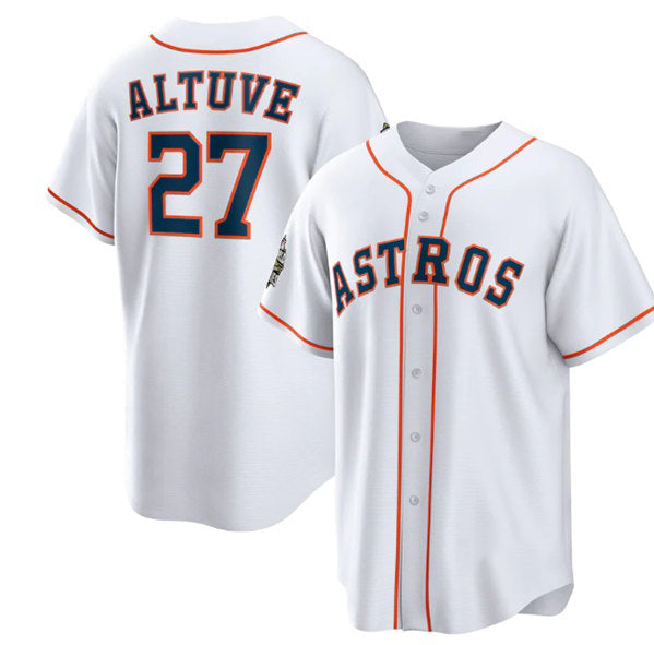 Houston Astros #27 Jose Altuve White Thaam 2022 World Series Home Stitched Jersey