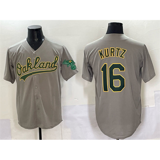 Oakland Athletics #16 Nick Kurtz Grey Tomch Cool Base Stitched Baseball Jersey