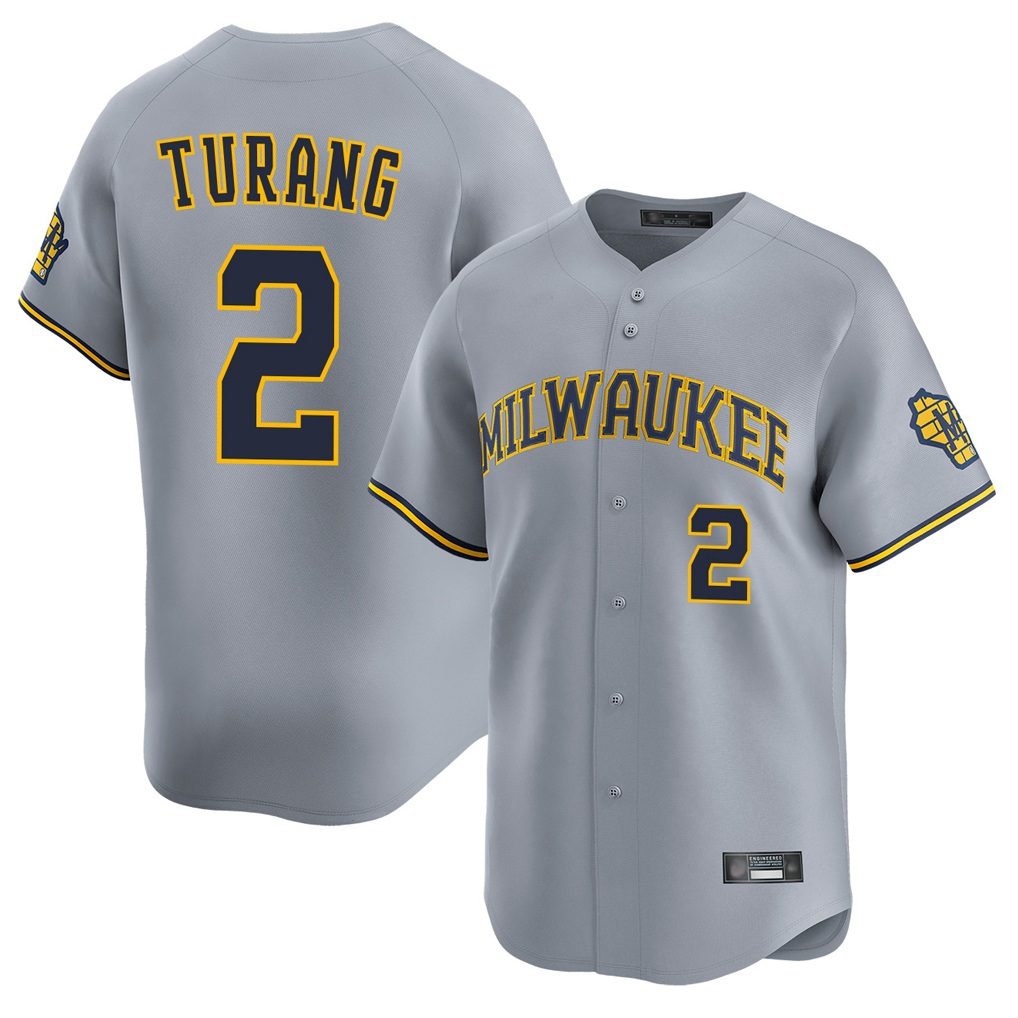 Milwaukee Brewers #2 Brice Turang Player Gray Tomch Home Limited Stitched Jerseys