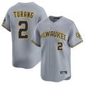 Milwaukee Brewers #2 Brice Turang Player Gray Tomch Home Limited Stitched Jerseys