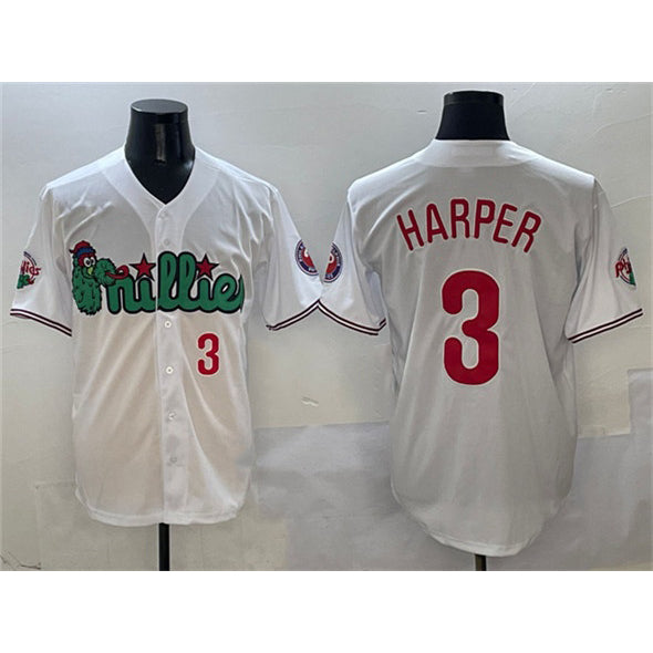 Philadelphia Phillies #3 Bryce Harper White Tomch Phanatic Limited Stitched Jersey