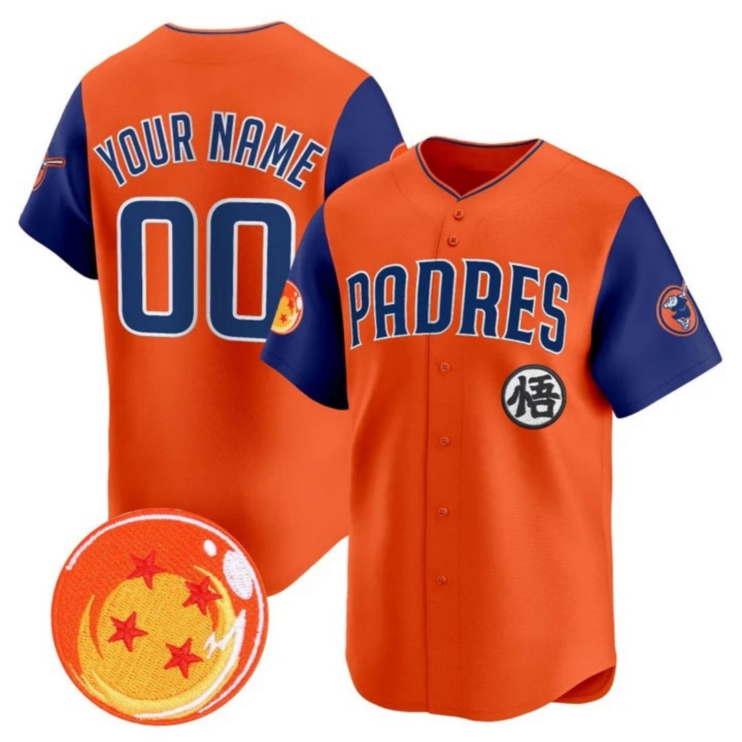 Custom San Diego Padres x Dragon Ball Royal Orange Tomch Vapor Premier Limited Jersey - All Stitched