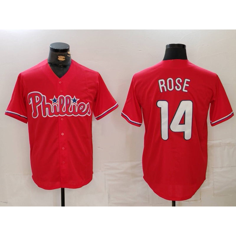 Philadelphia Phillies #14 Pete Rose Red Tomch Cool Base Stitched Jersey