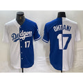 Los Angeles Dodgers #17 Shohei Ohtani Number White Blue Thaam Two Tone Stitched Jersey 3