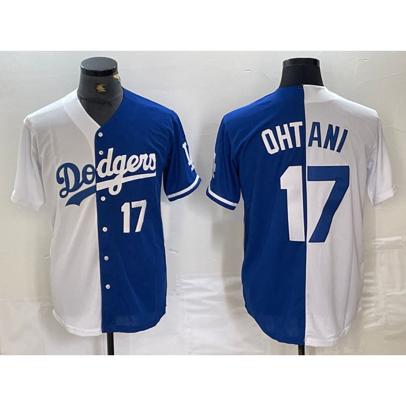 Los Angeles Dodgers #17 Shohei Ohtani Number White Blue Thaam Two Tone Stitched Jersey 3