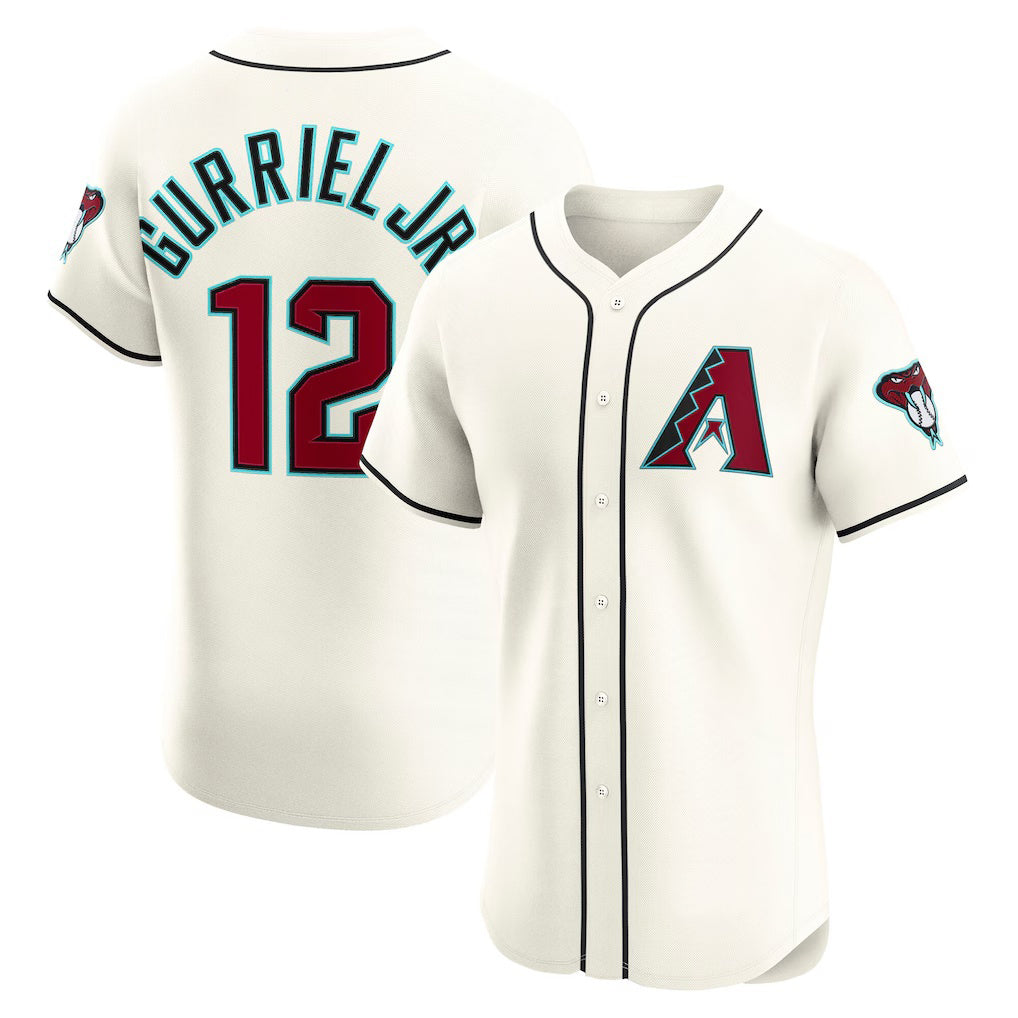 Arizona Diamondbacks #12 Lourdes Gurriel Jr. Cream Tomch Home Elite Jersey