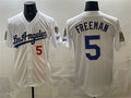 Los Angeles Dodgers #5 Freddie Freeman White Thaam 2026 Gold Collection 9x & B2B Champs Patch Stitched Jersey