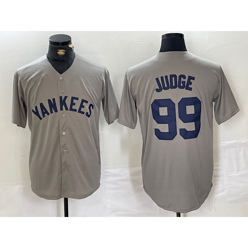 New York Yankees #99 Aaron Judge Name Grey Tomch Stitched Throwback Jersey