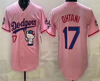 Los Angeles Dodgers #17 Shohei Ohtani Pink Tomch Hello Kitty 2025 World Series Champions Limited Jersey