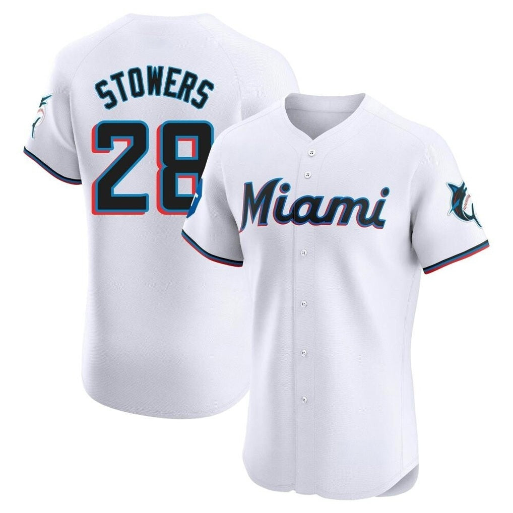 Miami Marlins #28 Kyle Stowers Player White Tomch Home Limited Elite Stitched Jerseys