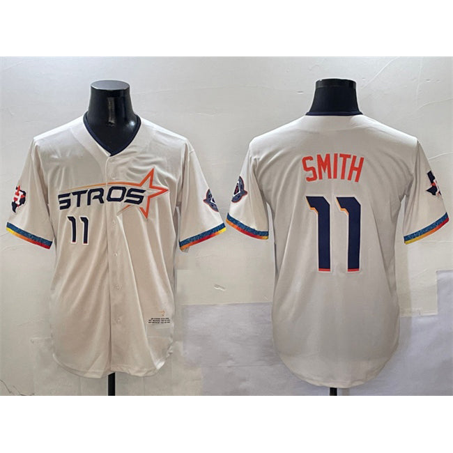Houston Astros #11 Cam Smith Cream Thaam 2025 City Connect With Texas Patch Limited Stitched Jersey