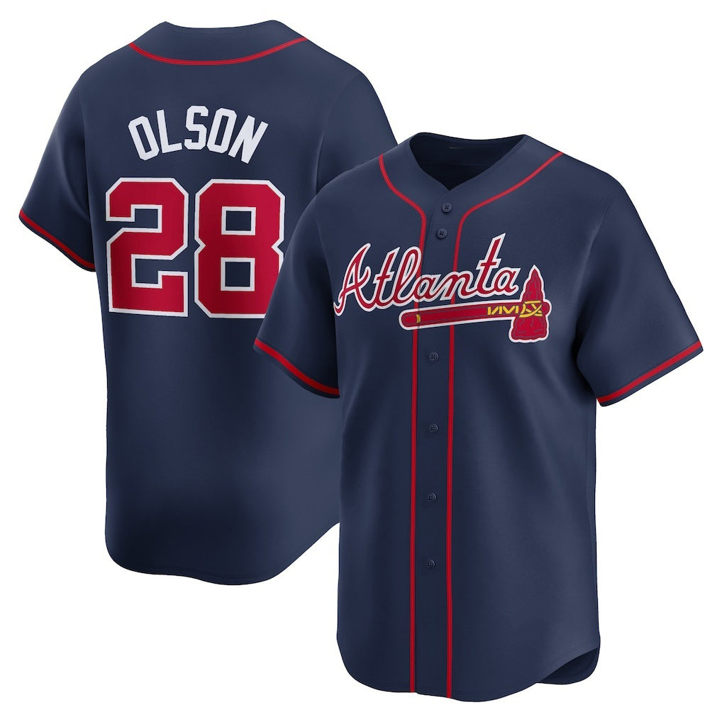 Atlanta Braves #28 Matt Olson Navy Thaam Alternate Limited Player Jersey