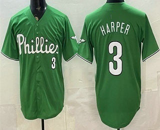 Philadelphia Phillies #3 Bryce Harper Green Tomch Limited Stitched Jersey