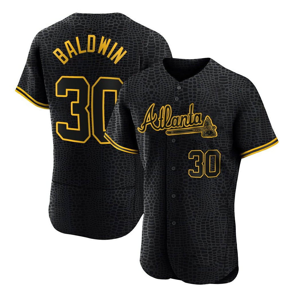 Atlanta Braves #30 Drake Baldwin Player Black Tomch Snake Skin City Limited Elite Home Game Stitched Jerseys