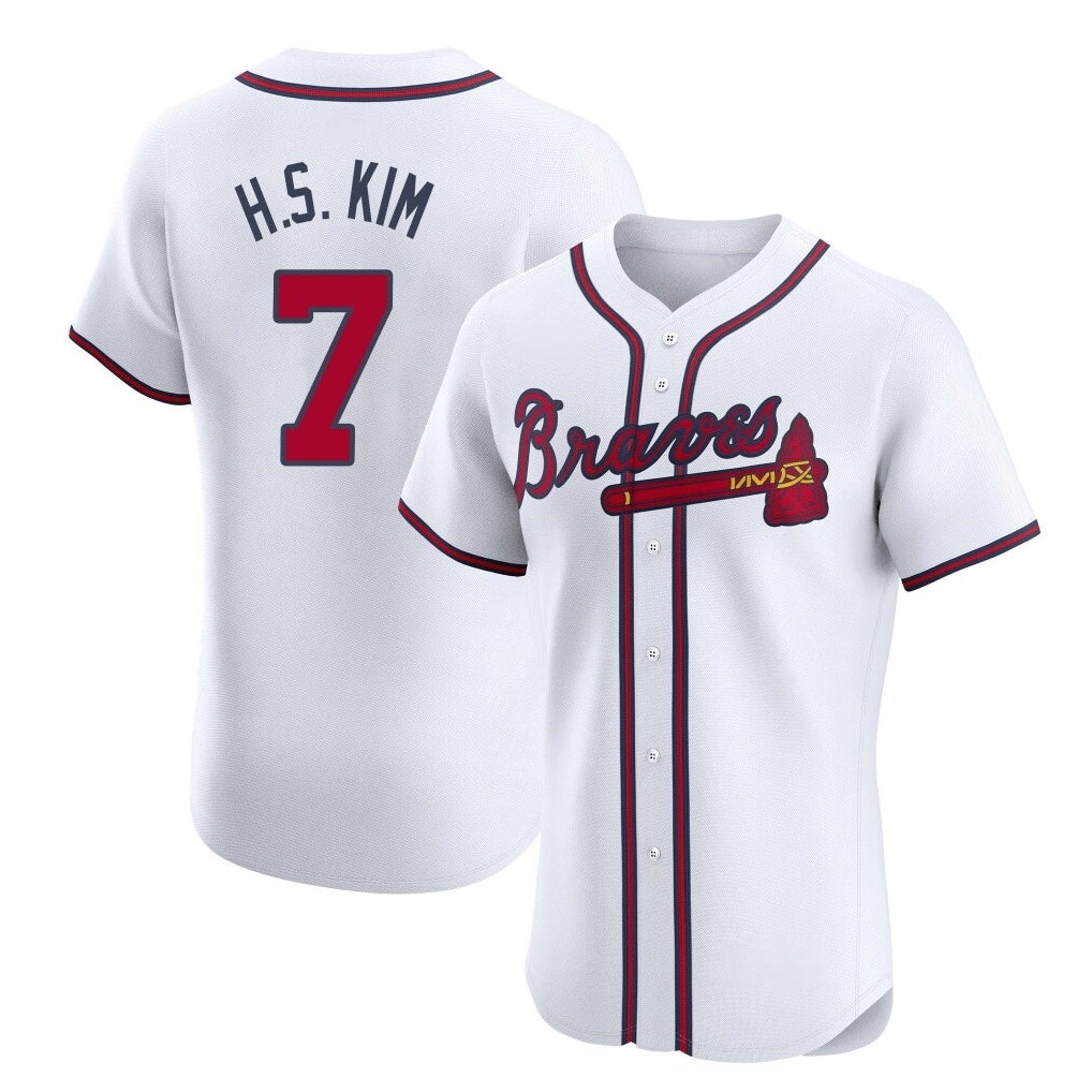 Atlanta Braves #7 Ha-Seong Kim Player White Tomch Limited Elite Home Game Stitched Jerseys
